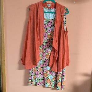 Justify Floral High Low Dress with Orange Vest